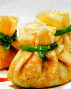 Фаршированные блинчики-мешочки