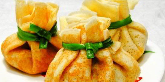 Фаршированные блинчики-мешочки