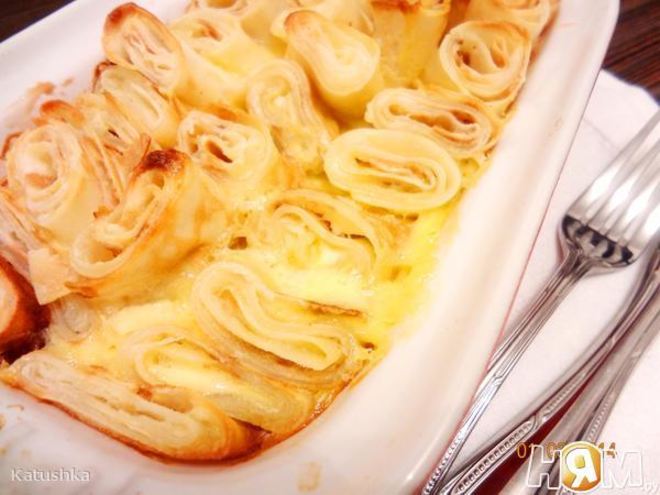 Рецепт крахмальных блинчиков в сливочно-ванильном соусе