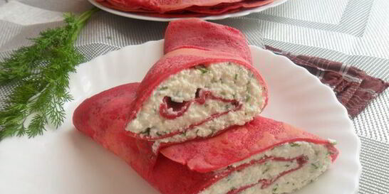 Свекольные блины на ряженке