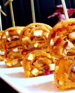 Томатные блинчики с пряной тыквой и брынзой