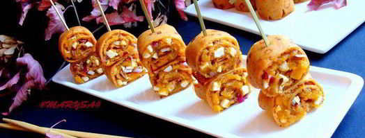 томатные блинчики с пряной тыквой и брынзой. Шаг 10