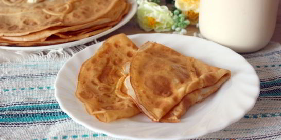 Тонкие блины на молоке и воде