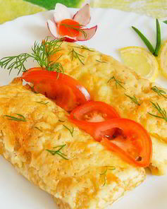 Яичные блинчики с курицей и грибами