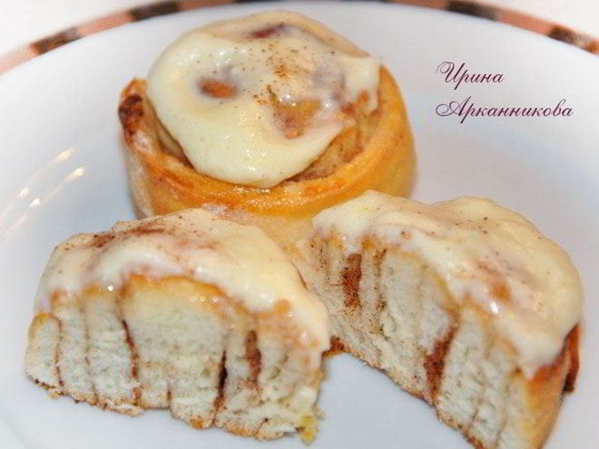 Рецепт булочек с корицей и сливочной заливкой