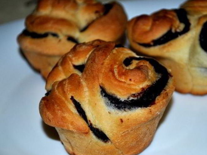 Рецепт шоколадных булочек розочки