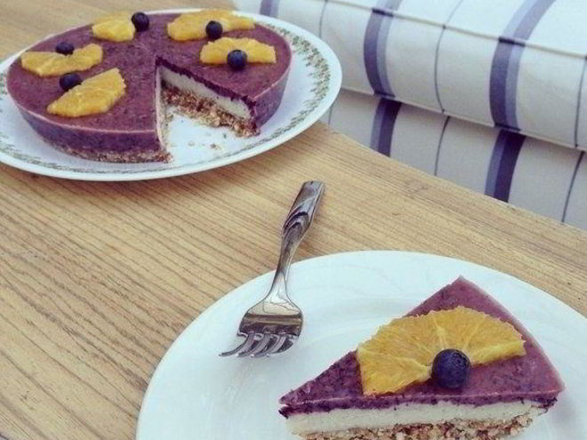 Рецепт черничного чизкейка с орехами