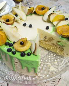 Чизкейк без выпечки с карамелизированными грушами