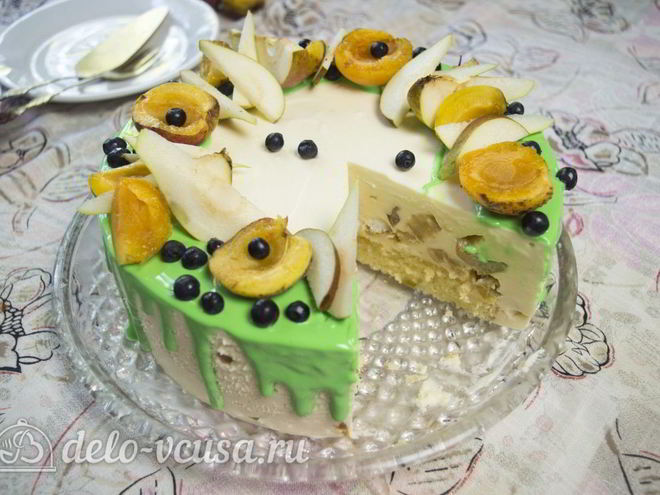 Рецепт чизкейка без выпечки с карамелизированными грушами