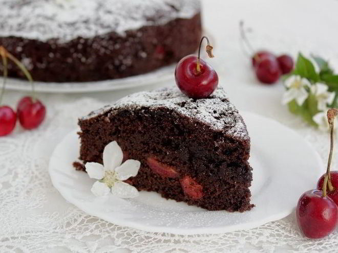 Рецепт кекса с черемуховой мукой и черешней