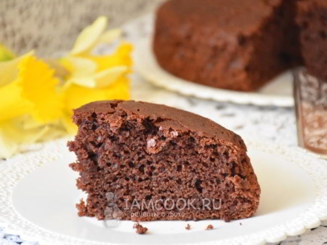 Рецепт шоколадного кекса на кефире без яиц
