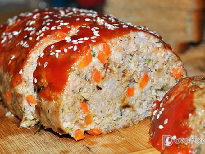 Рецепт мясного хлеба из свиного фарша с овощами