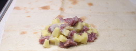 конвертики из лаваша с мясом и картофелем. Шаг 3