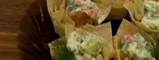 корзинки из лаваша с салатом. Шаг 4