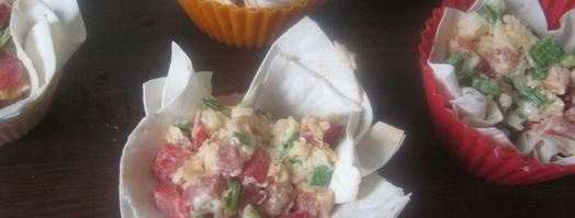 корзиночки из лаваша с беконом, сыром и сладкой паприкой. Шаг 5