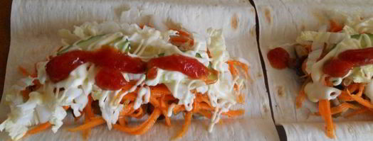 лаваш с курицей, грибами и корейской морковью. Шаг 7