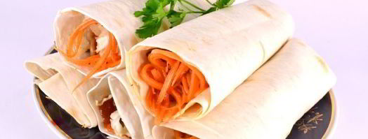 лаваш с курицей, грибами и корейской морковью. Шаг 8