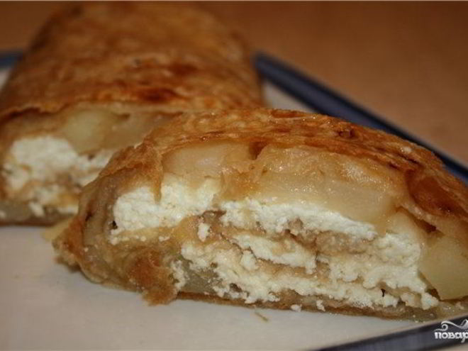 Рецепт лаваша с яблоками и творогом