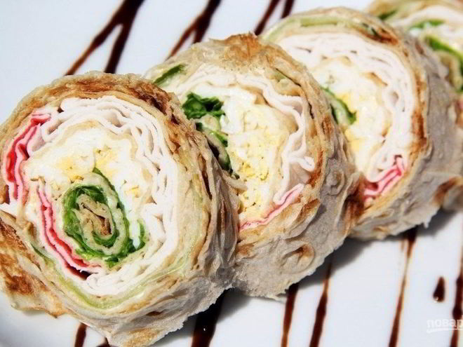 Рецепт рулета с крабовыми палочками в лаваше