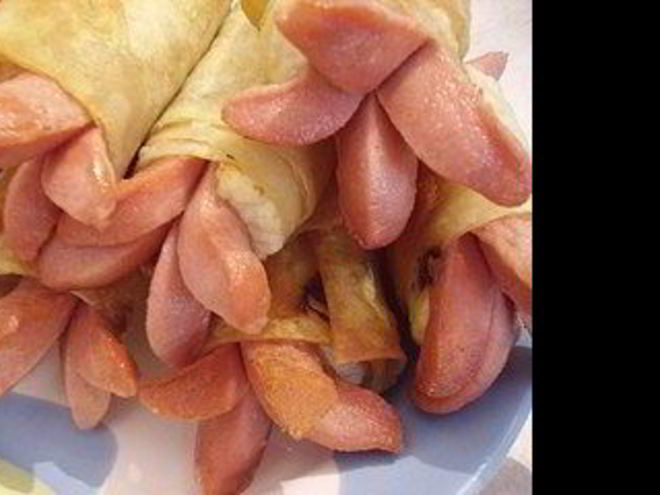 Рецепт сосисок с сыром в лаваше