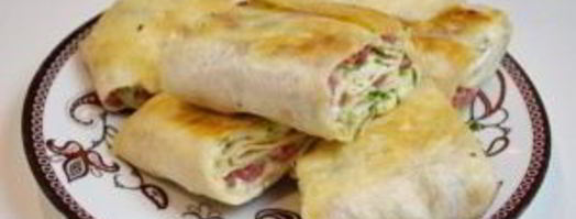 жареный лаваш с колбасой и сыром. Шаг 8