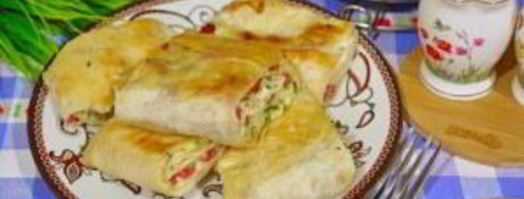 жареный лаваш с колбасой и сыром. Шаг 9