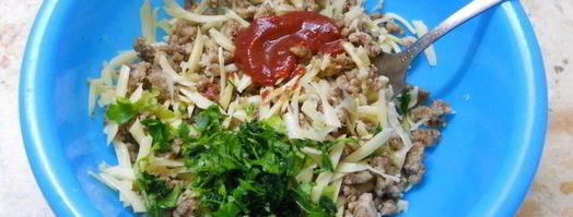 лепешки из лаваша с мясом и сыром. Шаг 3