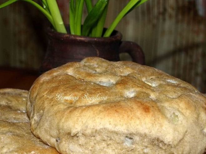 Рецепт пшенично-ржаных лепешки с луком