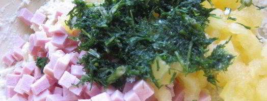 сырно-тыквенные лепешки с колбасой и зеленью. Шаг 13