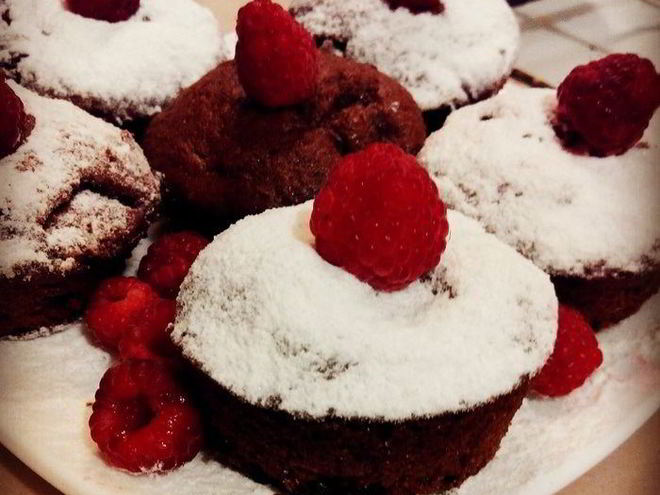 Рецепт шоколадных маффинов с малиной