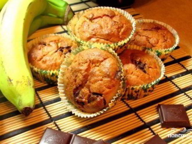 Рецепт творожно-банановых маффины