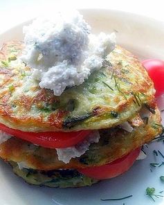 Башенки из кабачковых оладий и брынзы