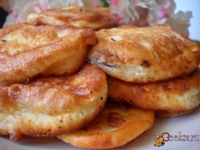 Рецепт оладий на кефире с черешней