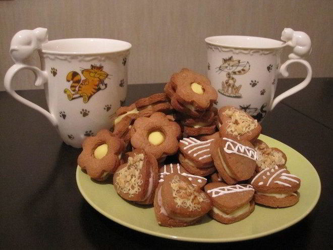 Рецепт шоколадна-арахисового печенье с кремом