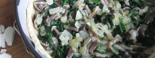 киш с опятами, шпинатом и моцареллой. Шаг 6