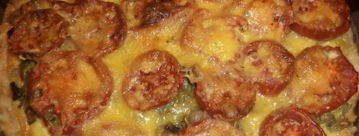 киш с шампиньонами, луком-пореем и помидорами. Шаг 5