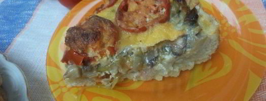 киш с шампиньонами, луком-пореем и помидорами. Шаг 6