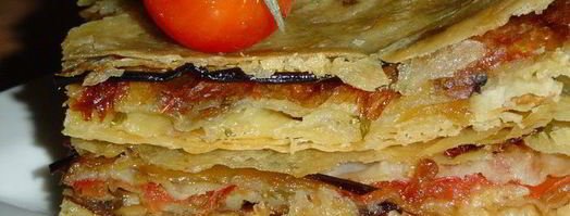 пирог из лаваша с баклажанами, помидорами, грибами и сыром. Шаг 7