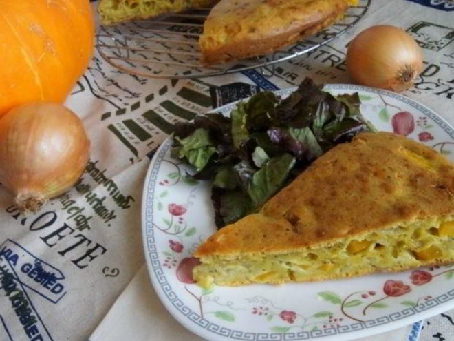 Рецепт пирога с луком и тыквой