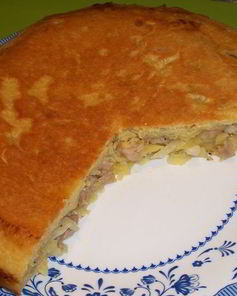 Пирог с мясом на сковороде