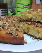 Тыквенный пирог с лимонной заливкой и орехами