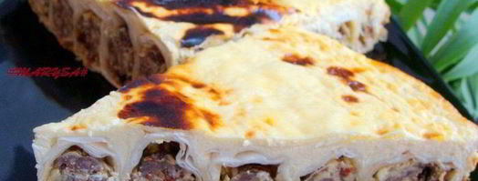 заливной пирог-улитка с мясом и сыром. Шаг 7