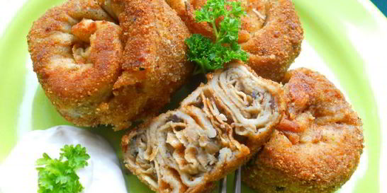 Блинчатые пирожки с грибами Улитки