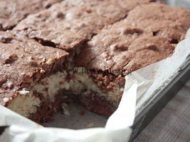 Рецепт брауни с кокосовой прослойкой