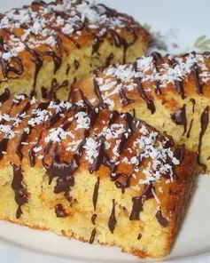 Кокосовое пирожное с шоколадом и повидлом