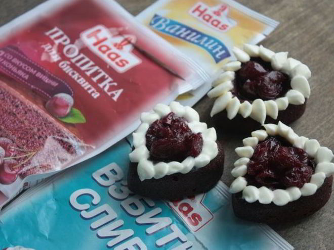 Рецепт мини-пирожных черный лес