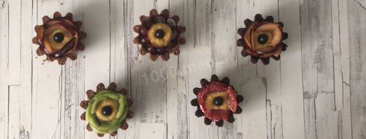 песочные корзиночки с фруктами пирожные. Шаг 15