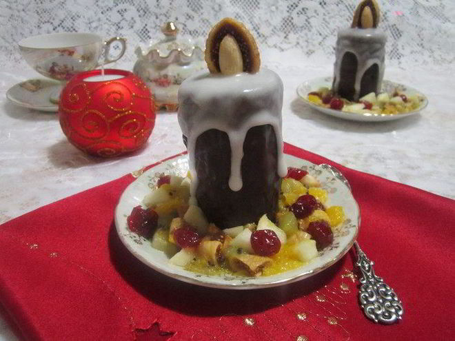 Рецепт пирожного рождественские свечи с карамелизированными фруктами