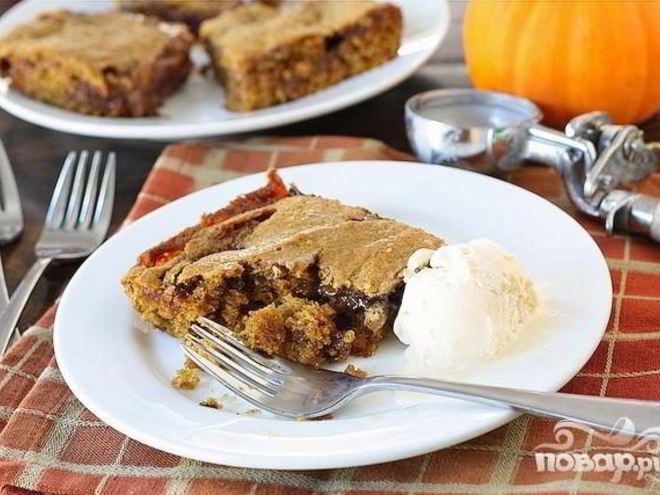 Рецепт тыквенных пирожных с карамелью и шоколадом
