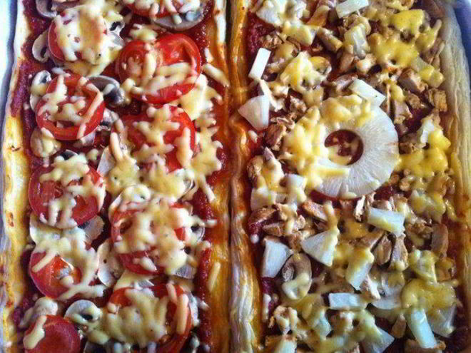 Рецепт пиццы из слоеного теста